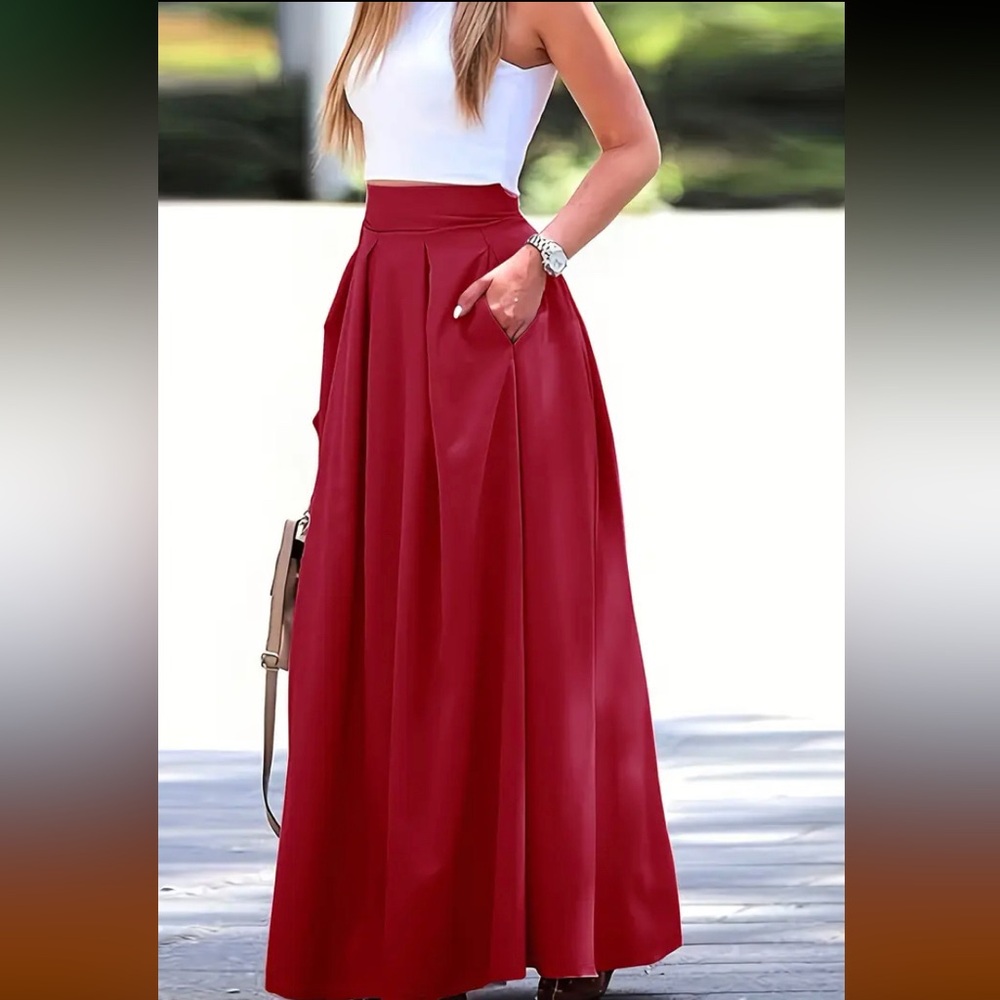 Elegant Burgundy Women's Maxi Skirt